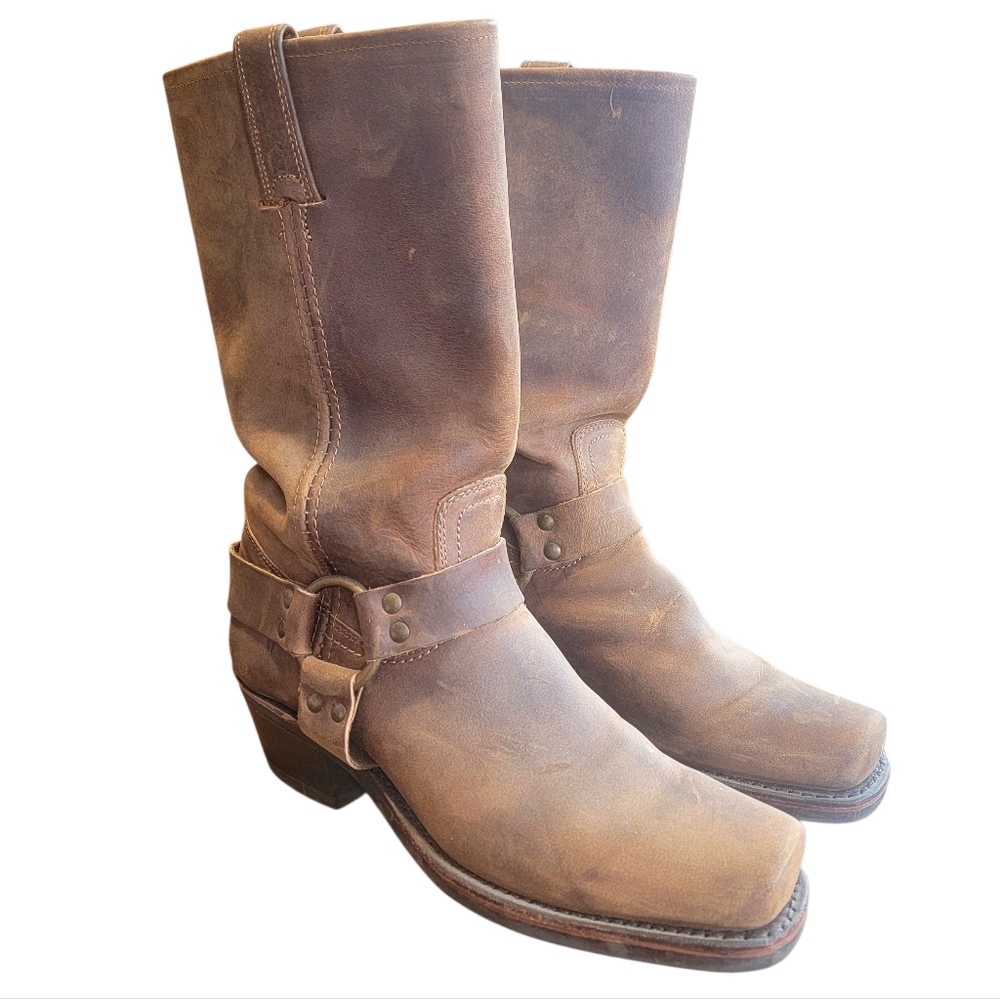 Women's Harness Oiled Western Boots - Broad Sqaure Toe Boots Women's Size 9